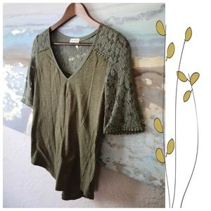 Anthropologie olive green cotton top